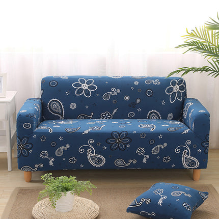 Copridivano stampato Stretch Couch Cover Divano Fodere per divani e divanetti con due federe Navy Paisley Sofa-4 posti