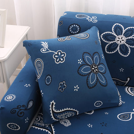 Bedruckter Sofabezug Stretch Couchbezug Sofabezüge für Sofas und Zweisitzer mit zwei Kissenbezug Marineblaues Paisley-Sofa-4-Sitzer