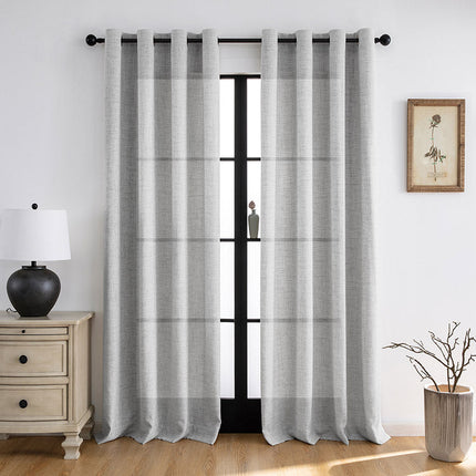 Rustic Farmhouse Style Semi Sheer Linen Curtains for Living Room (2 Panels)
