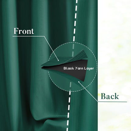 Melodieux Жаккардовые жаккардовые шторы в зеленую полоску для гостиной (2 панели)