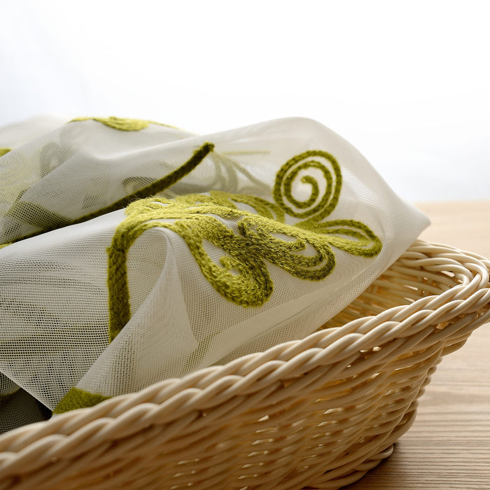 Wide Window Rod Pocket Voile Drape Wheat Embroidery Sheer Curtain for Living Room(1 Panel)