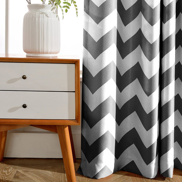 Geometric Patterns Curtain Thermal Insulated Grommet Curtains for Bedroom Melodieux (1 Panel)