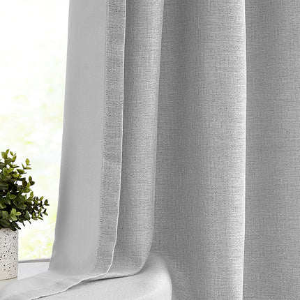 Melodieux Grey Flower Room Darkening Grommet Embroidered Curtains