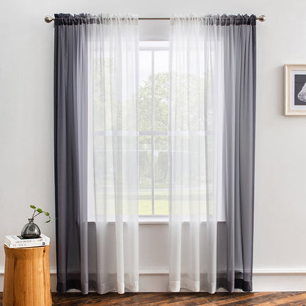 Melodieux Chiffon grey White Gradient Curtain in a modern living room
