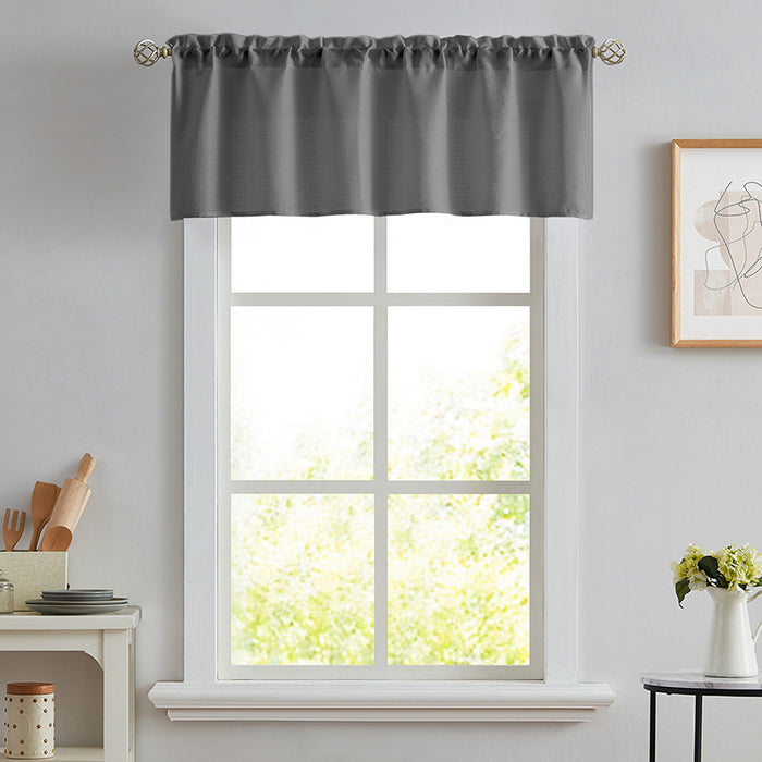 Melodieux Semi Sheer Curtain Valance for Kitchen Linen Look Rod Pocket (1 Panel)