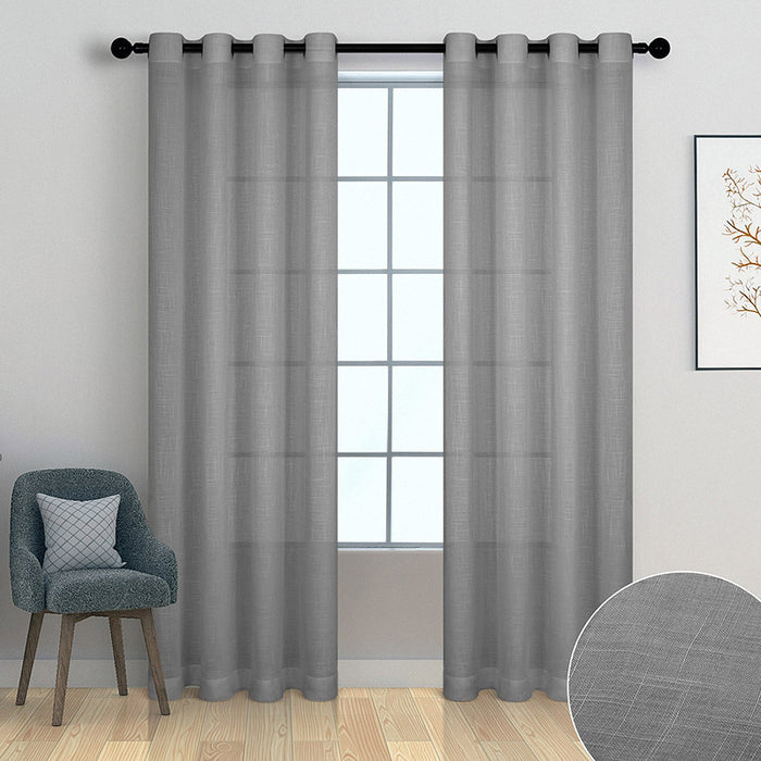 Light Filter Half Privacy Grommet White Sheer Curtains for Living Room Window Drapes (2 Panels)