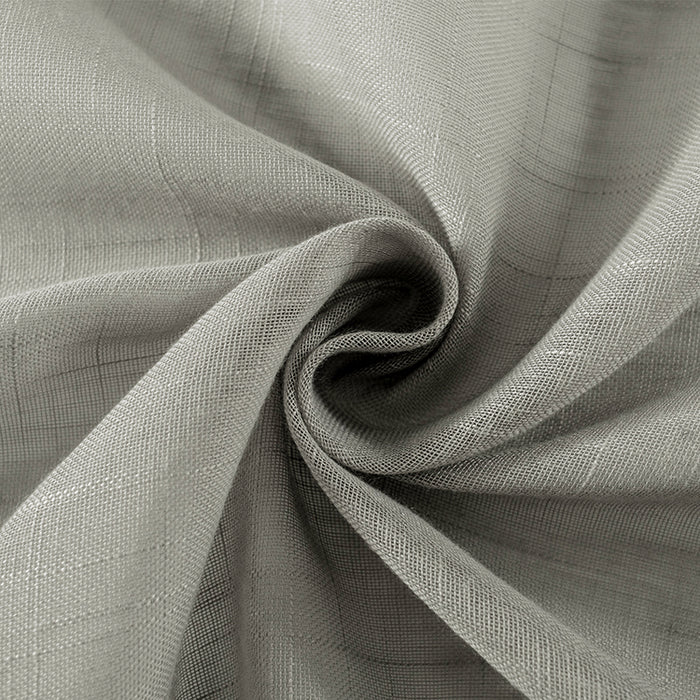 Light Filtering Cotton Textured Slub Fabric Grey Sheer Curtains for Dining Room (2 Panels)