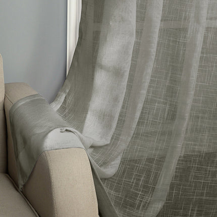 Легкая фильтрующая хлопковая текстурированная ткань Slub Серые прозрачные шторы для столовой (2 панели)