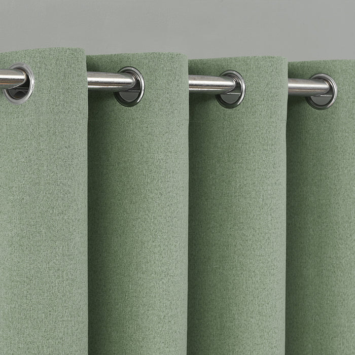 96 Inches Long Green Linen Blackout Curtains for Living Room Melodieux (2 Panels)