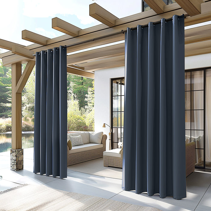 Waterproof Heat Shade Privacy Linen Textured Outdoor Patio Curtains (1 Panel)