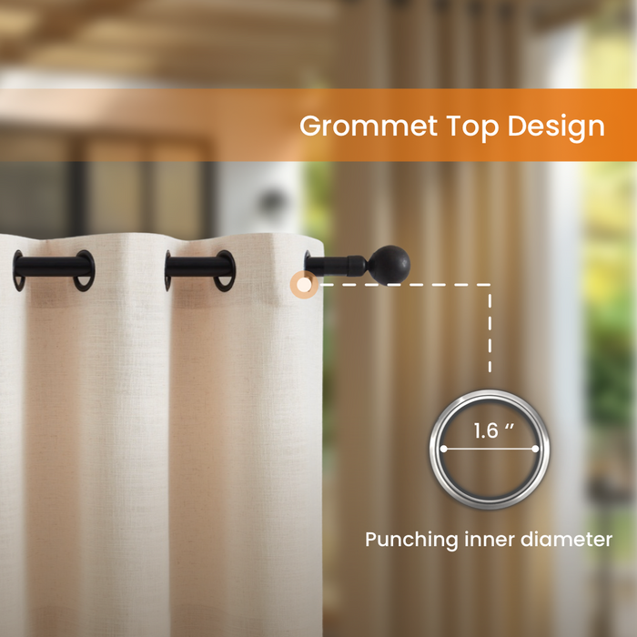 Waterproof Heat Shade Privacy Linen Textured Outdoor Patio Curtains (1 Panel)