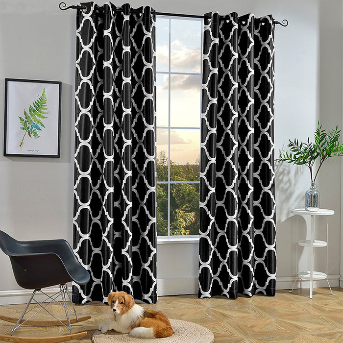 Melodieux Grey Moroccan Darkening Blackout Grommet Top Curtains for Living Room (1 Panel)