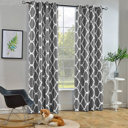 Melodieux Grey Moroccan Darkening Blackout Grommet Top Curtains for Living Room (1 Panel)