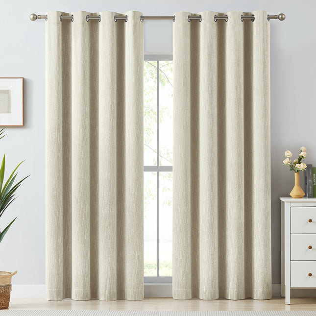 3 Layers Cotton Textured Drapes Soundproof Blackout Heat Blocking Curtains (1 Panel)