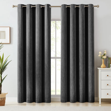 Grey Grommet Thermal Drapes Insulated Window Curtains for Bedroom Single Panel Melodieux (1 Panel)