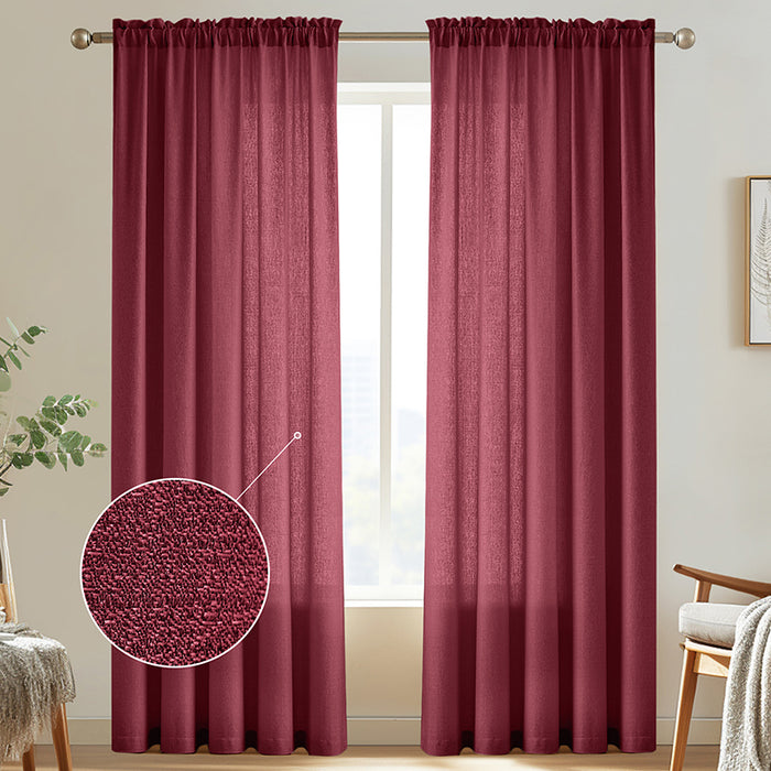 108 inch Extra Long Drapes Light Filtering Rod Pocket Semi Sheer Linen Curtains (2 Panels)