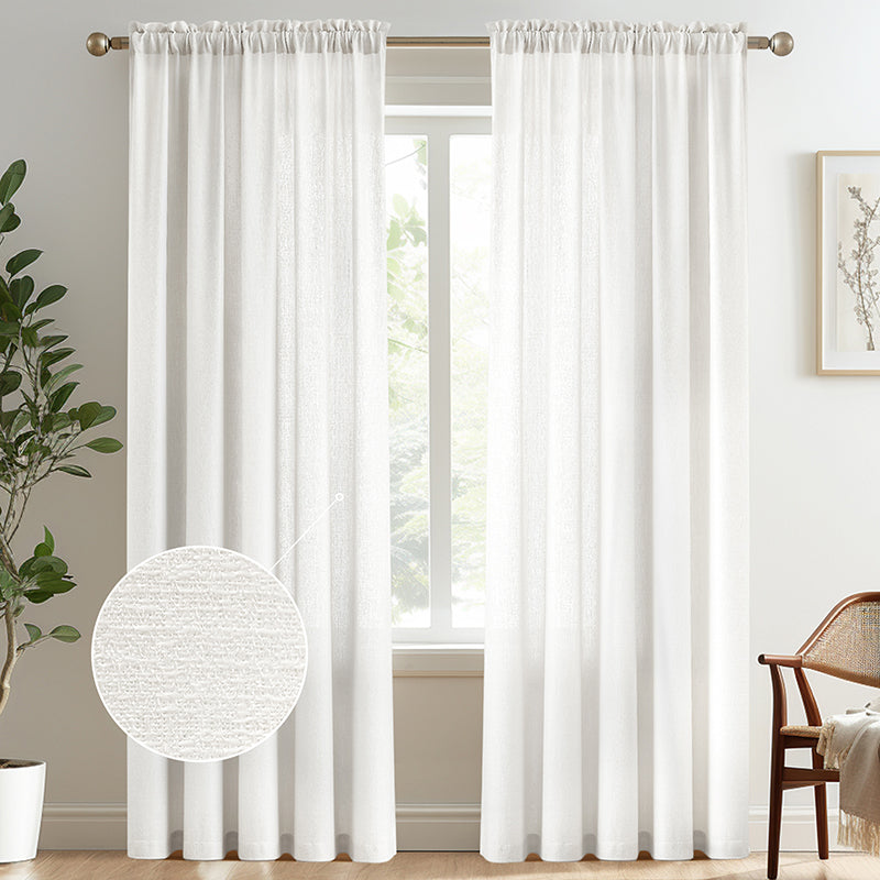 84 Zoll lange neutrale Beige Rod Pocket Leinen Gardinen für Home Office(2 Panels) – Melodieux