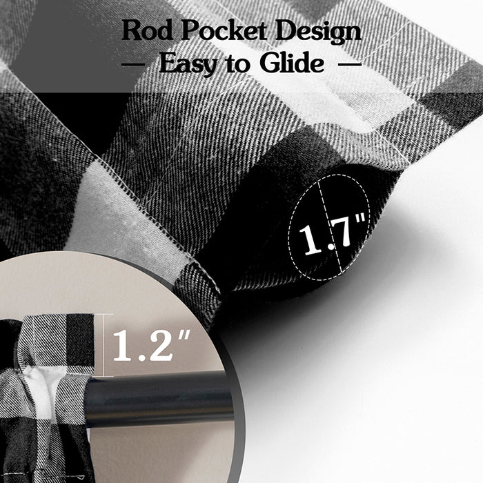 Buffalo Plaid Drapes Farmhouse Decor Black with White Gingham Curtains (2 Panels)