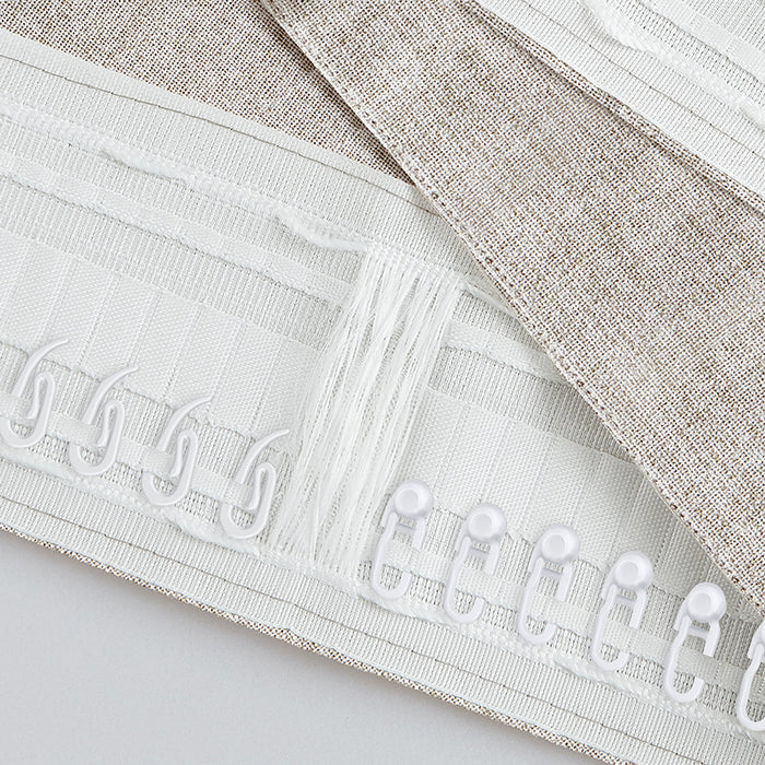 Natural Burlap Style Country Rustic Linen Sheer Curtains with Ruffle Tape (2 Panels)