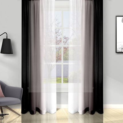 Chiffon Ombre Sheer Curtains with Ruffle Tape Gradient Voile Drapes(2 Panels)