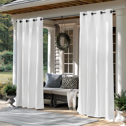 Grey Grommet Top Thermal Drapes Blackout Waterproof Outdoor Curtain for Patio (1 Panel)