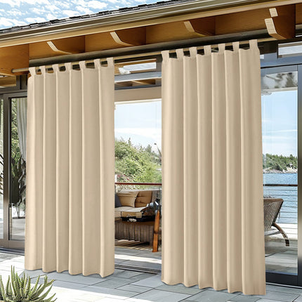 Waterproof Room Darkening Tab Top Outdoor Curtain for Porch (1 Panel)