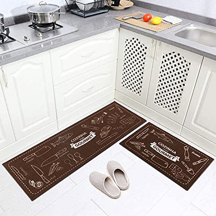 2 PCS Thin Kitchen Floor Mats Sink and Stove Cozinha Design for Kitchen Decor Rug Set