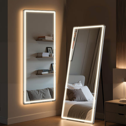 Melodieux Rounded Corners Floor Standing Mirror with LED Light 20x 63