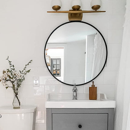 Schwarzer Kreis Metallrahmen Wandkunst Runde Spiegel für Eingangsbereich Badezimmer Waschtisch Wohnzimmer