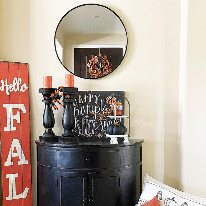 Black Circle Metal Frame Wall Art Round Mirrors for Entryway Bathroom Vanity Living Room