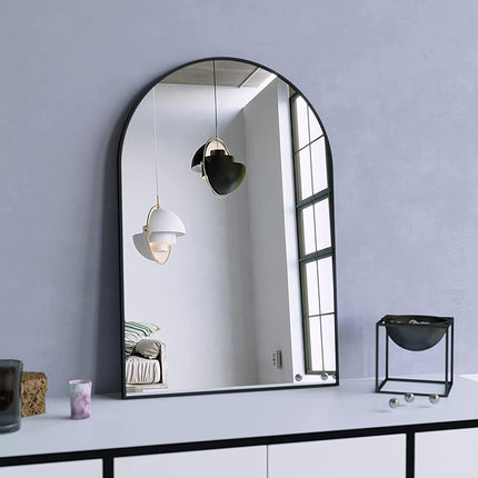 Gold Vanity Wall Mirrors Metal Frame Arch Bathroom Wall Mounted Mirror for Bedroom
