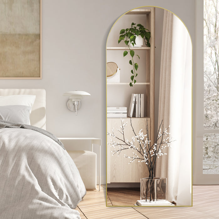 Nano Glass Standing Arched Large Full Length Floor Mirrors for Living Room (30x71）