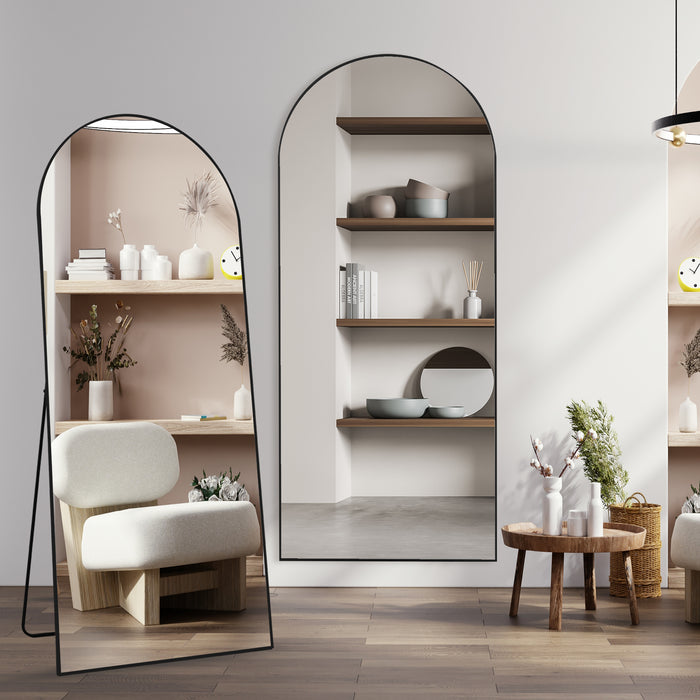 Nano Glass Standing Arched Large Full Length Floor Mirrors for Living Room (30x71）