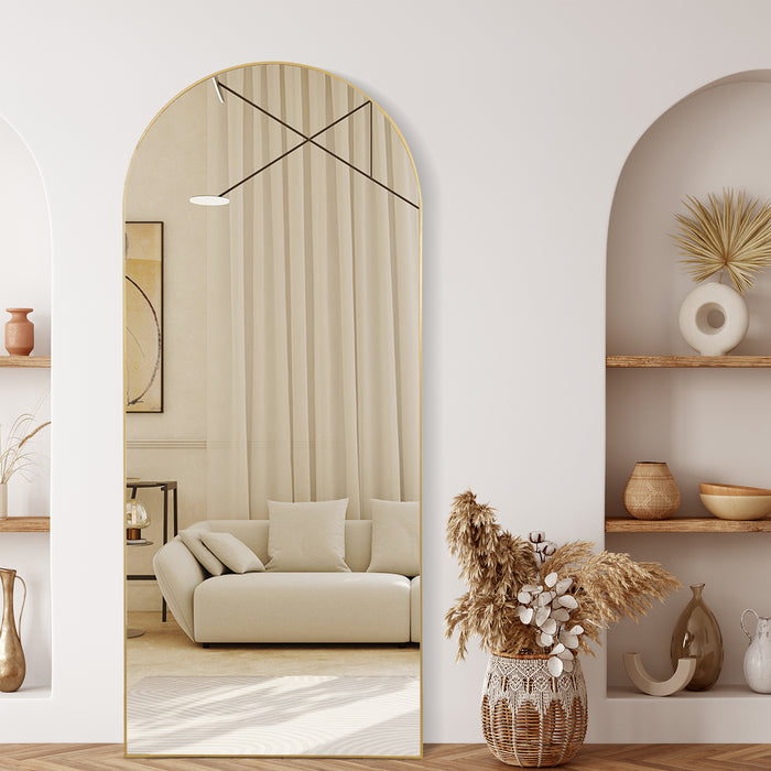 Nano Glass Standing Arched Large Full Length Floor Mirrors for Living Room (30x71）