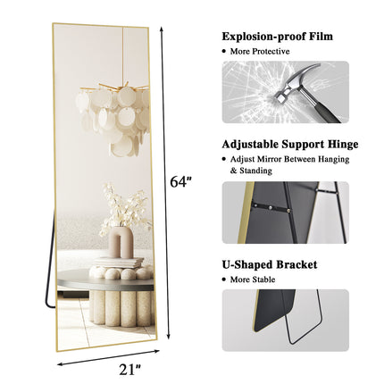 Free Shipping Melodieux Nano Glass Full-Length Floor Mirror for Elegant Home Furnishings