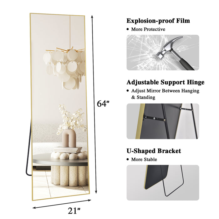 Melodieux Nano Glass Full-Length Floor Mirror for Elegant Home Furnishings with 3D Bat Stickers