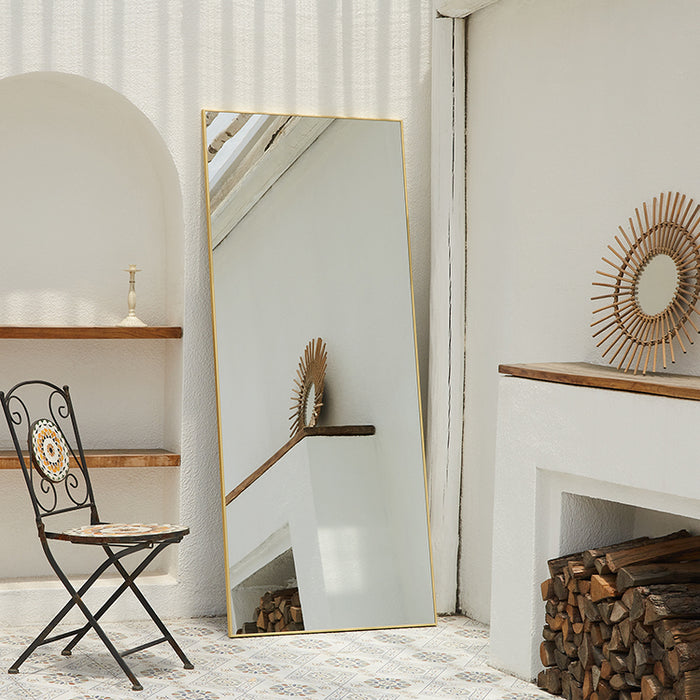Melodieux Home Decor Rectangle Gold Aluminum Full Length Mirrors (30x71)