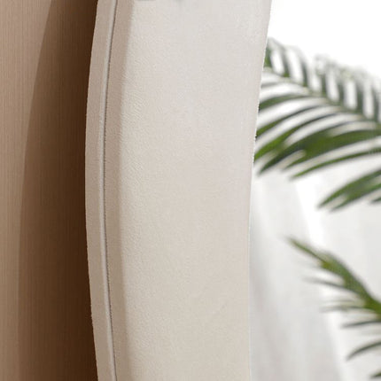 White Flannel Wrapped Frame Irregular Wavy Design Full Length Mirrors for Living Room