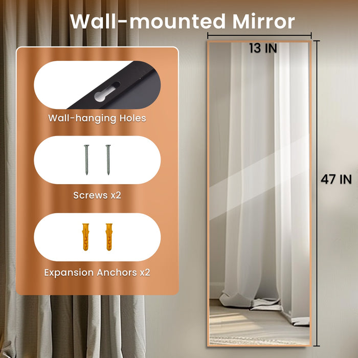 Custom Wall Mounted Full Length Door Hanging Mirror for Bedroom Living Room (14x48)