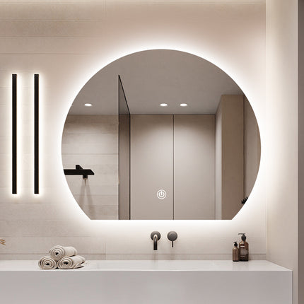 Half Moon Shape Led Lighted Bathroom Wall Mirrors with Bluetooth