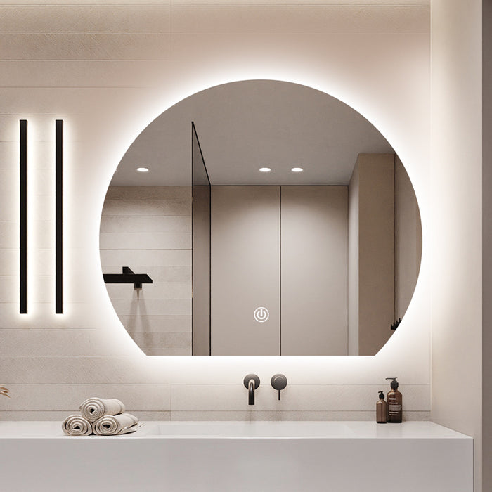 Half Moon Shape Bluetooth Led Lighted Wall Mirrors for Bathroom