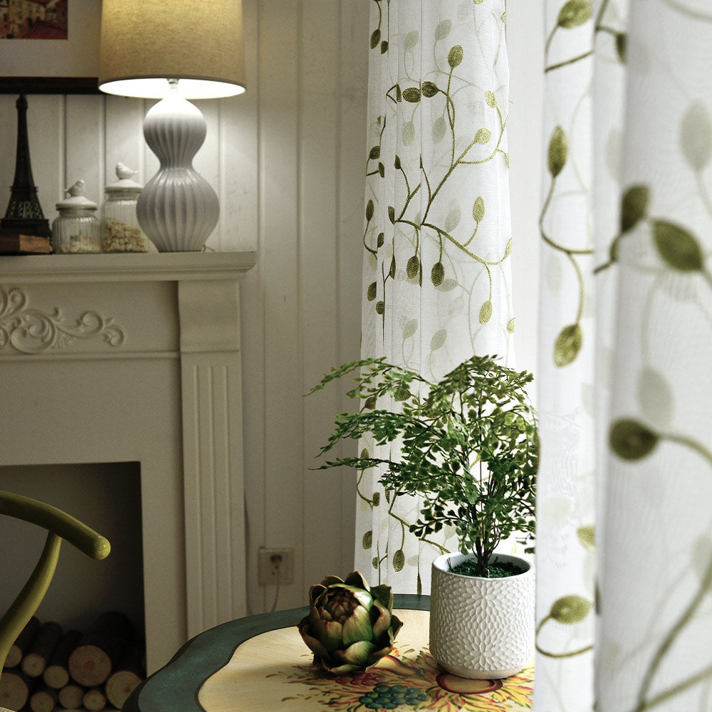 Sheer Embroidered Voile Curtains