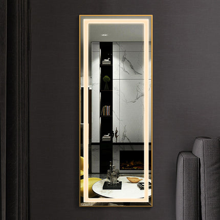 Прямоугольное взрывозащищенное стеклянное зеркало для ванной комнаты Gold Fram со светодиодной подсветкой