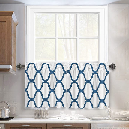 Melodieux Geometric Lattice Rod Pocket Set of 2 Moroccan Fashion Tier Curtains for Kitchen(2 Panels)