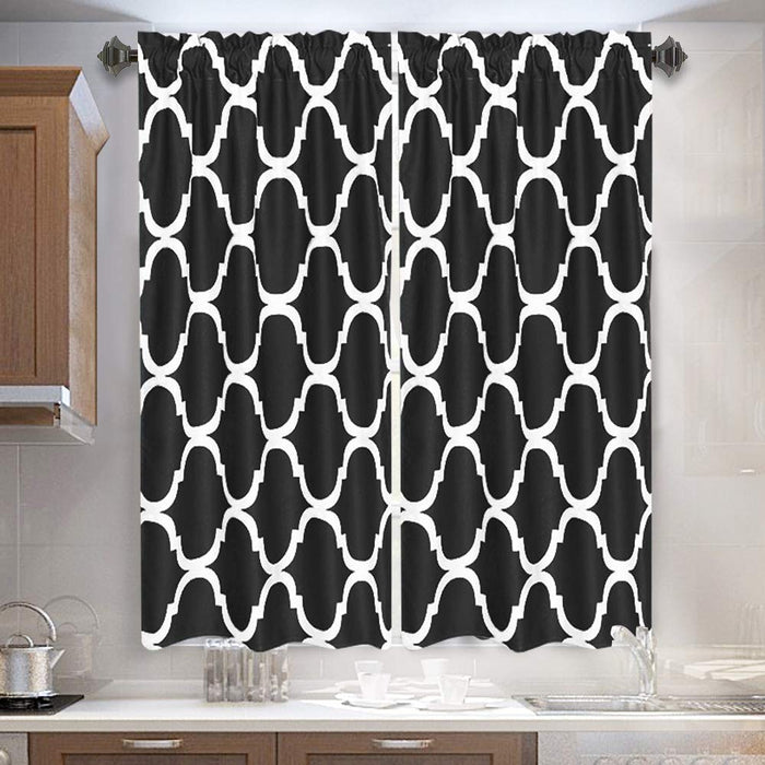 Melodieux Set of 2 Moroccan Geometric Lattice Fashion Tier Curtains for Kitchen (2 Panels)