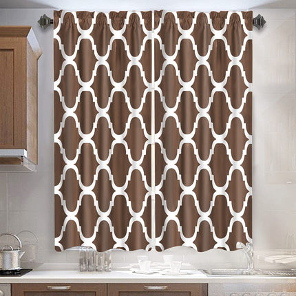 Melodieux Set of 2 Moroccan Geometric Lattice Fashion Tier Curtains for Kitchen (2 Panels)