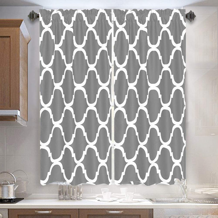 Melodieux Set of 2 Moroccan Geometric Lattice Fashion Tier Curtains for Kitchen (2 Panels)
