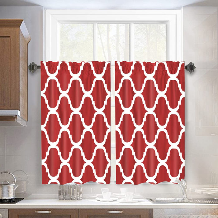 Melodieux Set of 2 Moroccan Fashion Tier Rod Pocket Curtains for Kitchen (2 Panels)