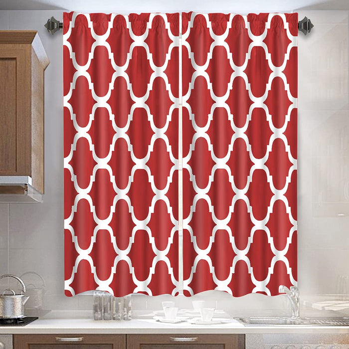 Melodieux Set of 2 Moroccan Geometric Lattice Fashion Tier Curtains for Kitchen (2 Panels)