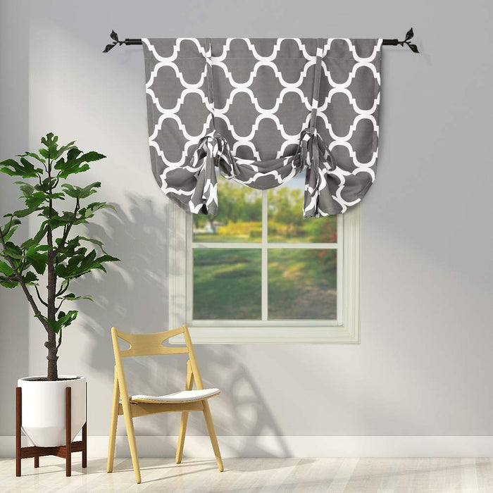 Melodieux Moroccan Thermal Insulated Tie Up Shade Room Darkening Blackout Rod Pocket Curtain for Small Window(1 Panel)